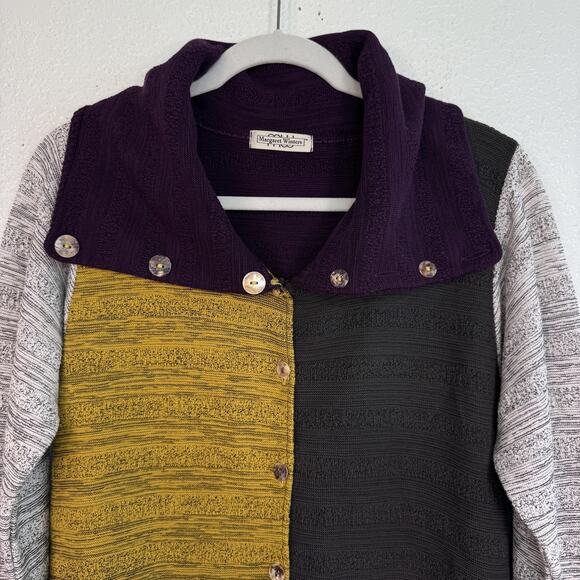 Margaret Winters Cardigan Womens Small Colorblock Knit Sweater Jacket Lagenlook - Picture 5 of 11